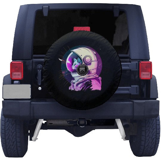 Aesthetic Vaporwave Space Cat 80s 90s Astronaut Spare Tire Covers