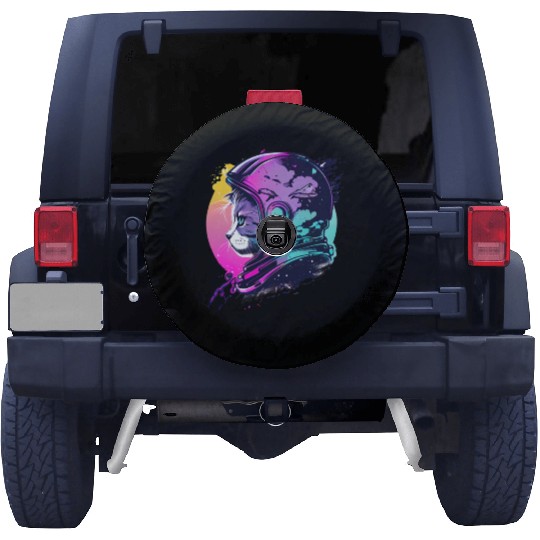 Aesthetic Vaporwave Space Cat 80s 90s Astronaut Spare Tire Covers