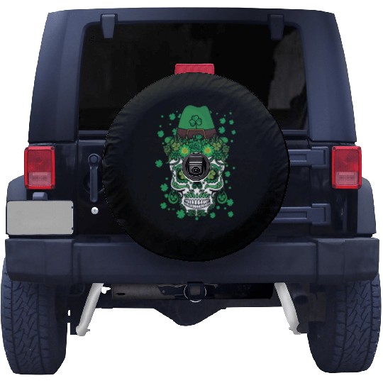 El Dia De Los Muertos St Patty's Day Irish Flower Spare Tire Covers