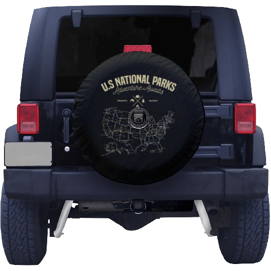 National Parks Map Camping Hiking Nature Explorer Spare Tire Covers