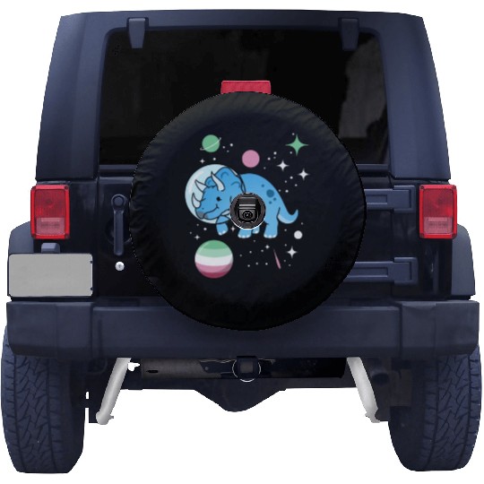 Abrosexual Pride Triceratops Astronaut Spare Tire Covers