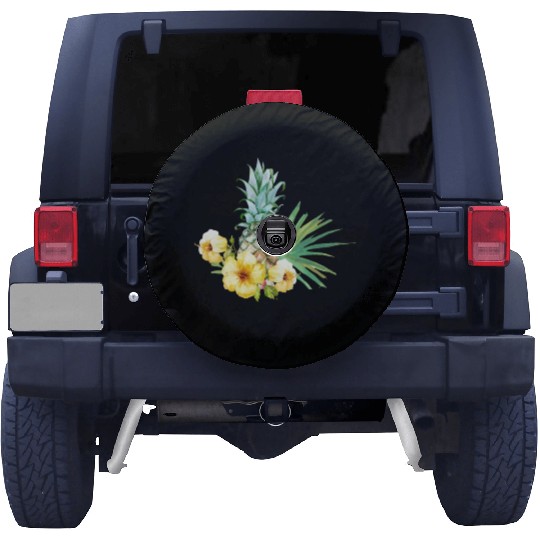 Tropical Flower Pineapple Summer Girl Hawaii Spare Tire Covers