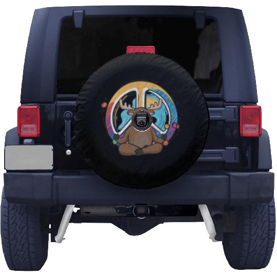 Hippie Deer Peace Sign Yoga Reindeer Hippies Funny Spare Tire Covers