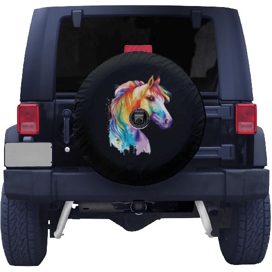 Watercolor Horse Pony Colorful Pet Ponys Lover Spare Tire Covers