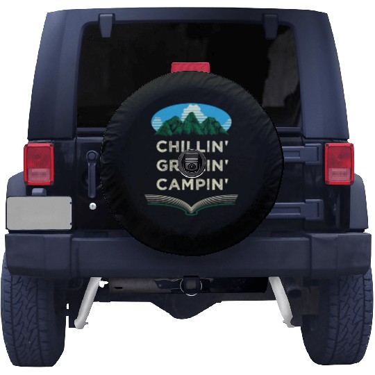 Chillin Grillin Campin Funny Camping Humor Camper Spare Tire Covers