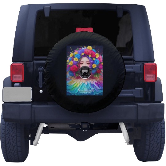 Spring Girl with a bouqet of flowers garland #17 Spare Tire Covers