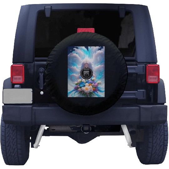 Spring Girl with a bouqet of flowers garland #23 Spare Tire Covers