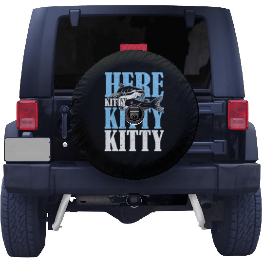 Here Kitty Kitty Kitty Catfish Fisching Spare Tire Covers