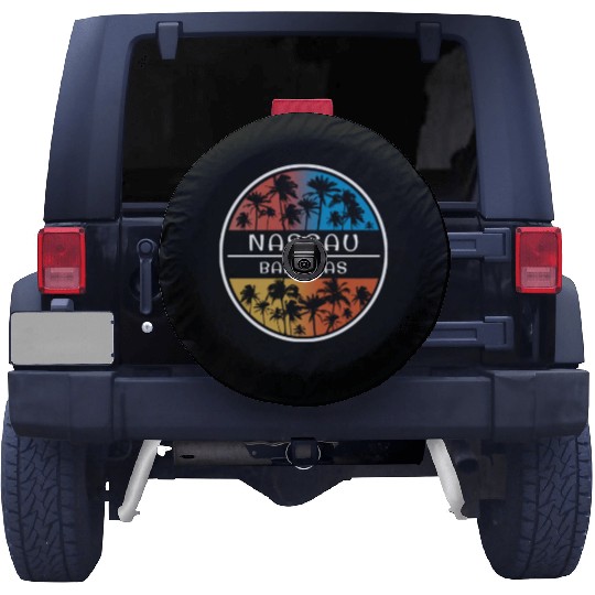 Nassau Bahamas Stylish Vacation Souvenir Palm Tree Spare Tire Covers