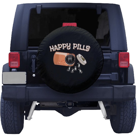 Happy Pills Boston Terrier Funny Dog Lover Humor Spare Tire Covers