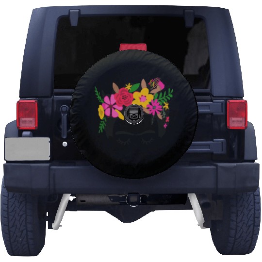 Frida Kahlo Illustration Floral Boho Style Mexican Spare Tire Covers