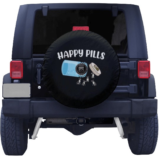 Happy Pills Boston Terrier Funny Dog Lover Humor Spare Tire Covers