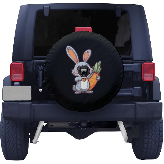 Carrot-Loving Easter Bunny: Cute 2D Design Spare Tire Covers