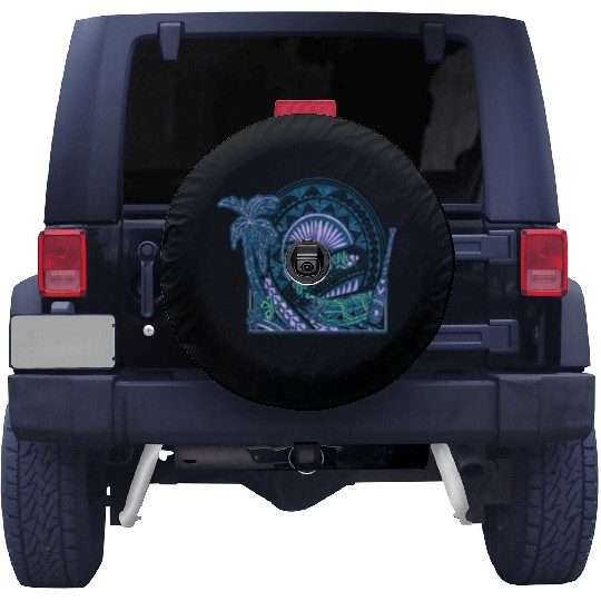 Big Island Outrigger Canoe Teal Tribal Spare Tire Covers