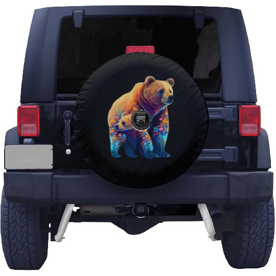 Mother Bear and Cub Sublimation Graphic Wild 2 Spare Tire Covers