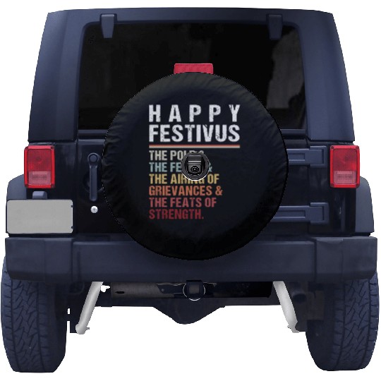 Happy Festivus Christmas Holiday Retro Vintage Spare Tire Covers