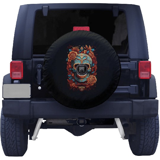 Skull Dia de los Muertos Halloween Tattoo Spare Tire Covers