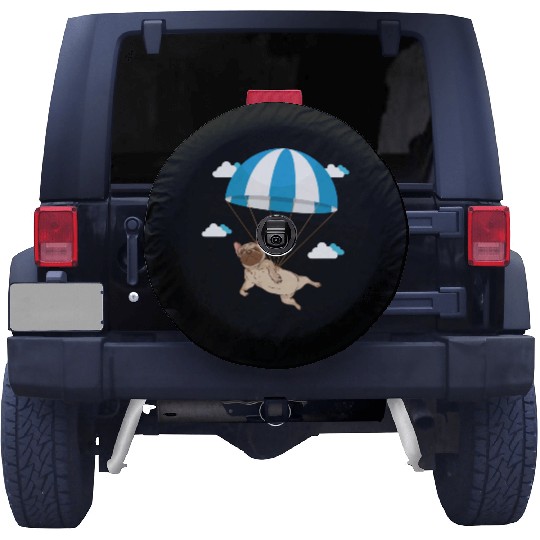 Funny Pug Dog Lover Pet Skydiving Parachute Spare Tire Covers