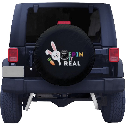 Peepin it real happy easter rabbit sunday Spare Tire Covers