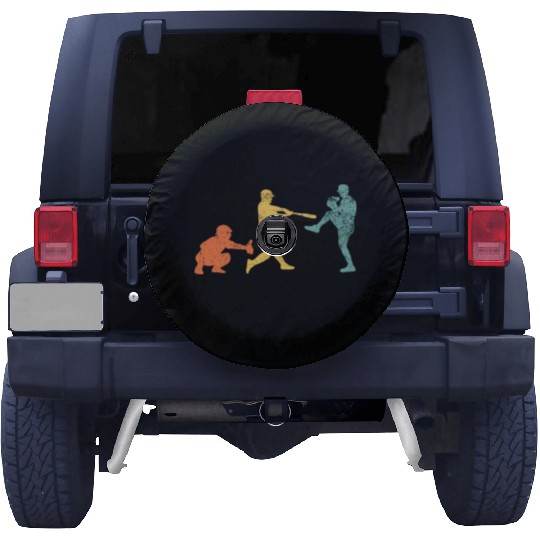 Baseball Catcher Pitcher Batter Vintage Spare Tire Covers