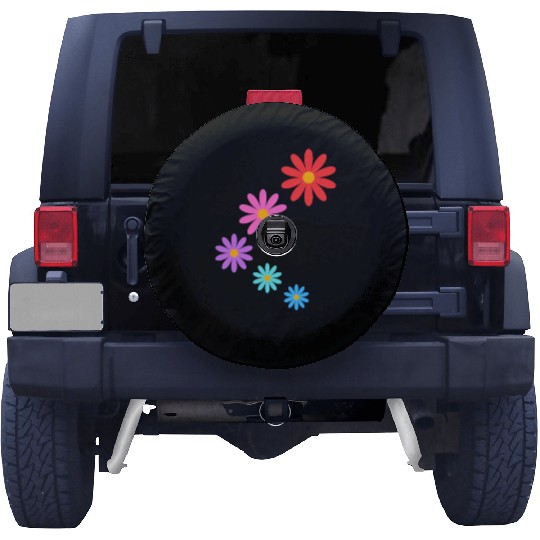 falling multi colored flowers Spare Tire Covers