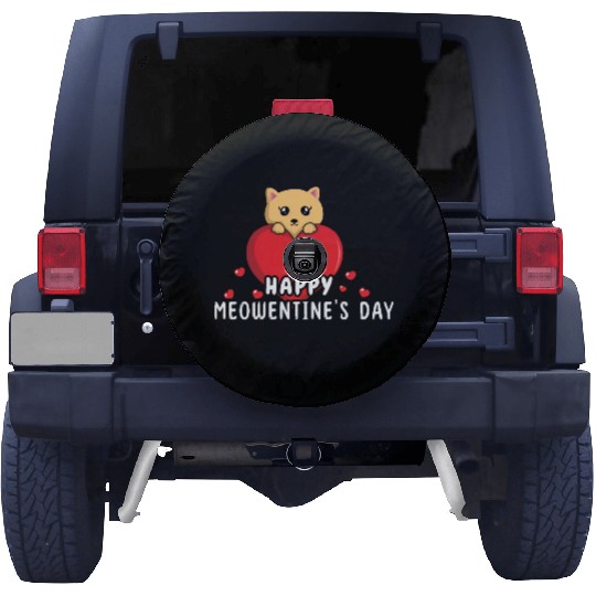Cat Lover Love Meow Hearts Day Valentines Spare Tire Covers