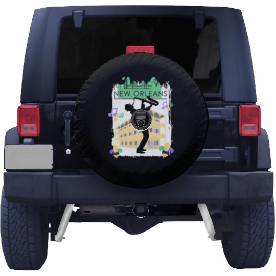 Mardi Gras New Orleans Louisiana City Jazz Music Spare Tire Covers