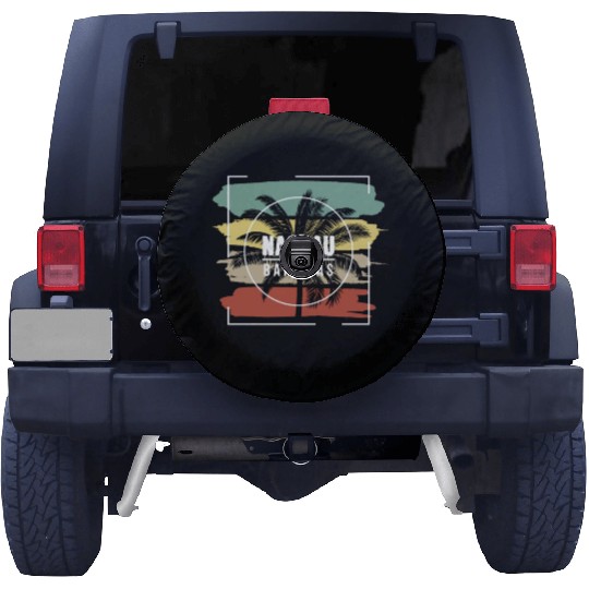 Nassau Bahamas Artistic Palm Tree Retro Spare Tire Covers