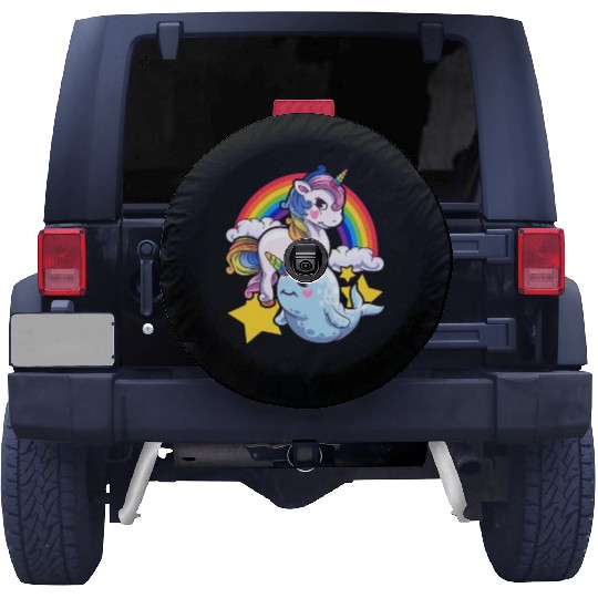 Cute Horned Narwhal And Unicorn Animal Friends Spare Tire Covers