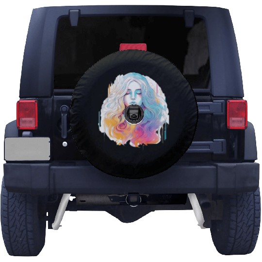 Glimmering Holographic Girl The Future is Now Spare Tire Covers