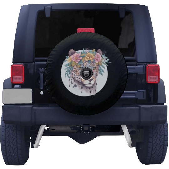 Floral Jaguar Flower Crown Watercolor Animal Spare Tire Covers