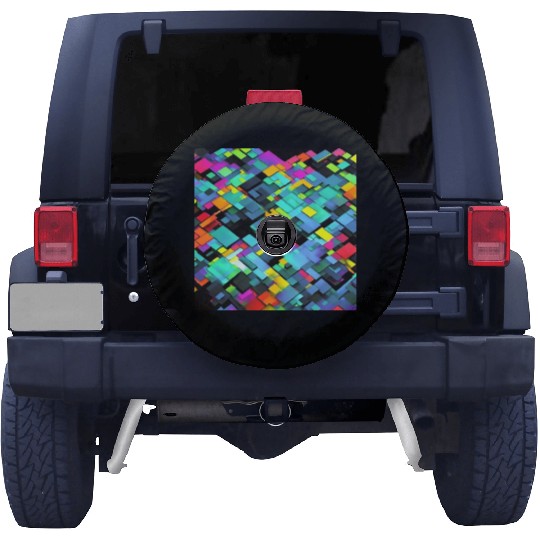ABSTRACT PAINTING basecolor WATERBASE cube BLACK Spare Tire Covers