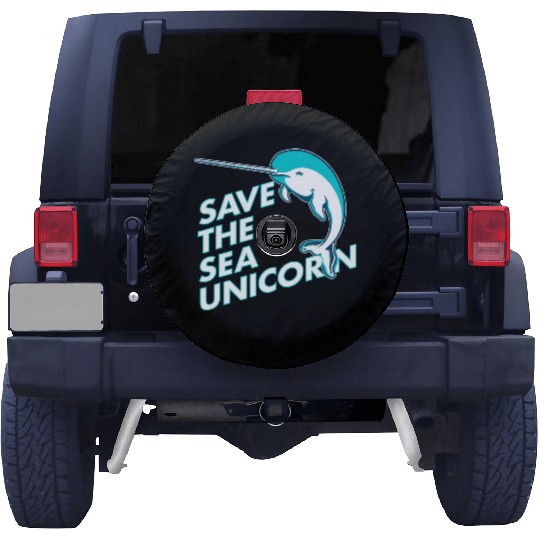 Funny Save the Sea Unicorn Narwhal Spare Tire Covers