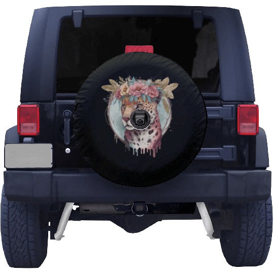 Flower Crown Jaguar Floral Animal Lovers Spare Tire Covers