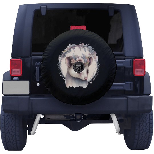 Cute Possum Flower Crown Watercolor Animal Lover Spare Tire Covers