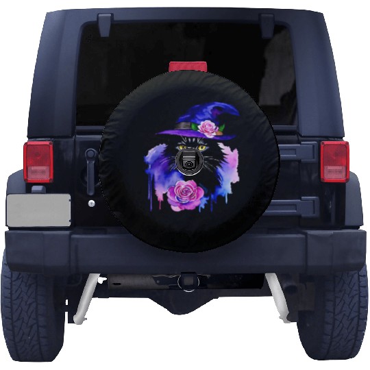 Watercolor Cat Halloween Sublimation Spare Tire Covers