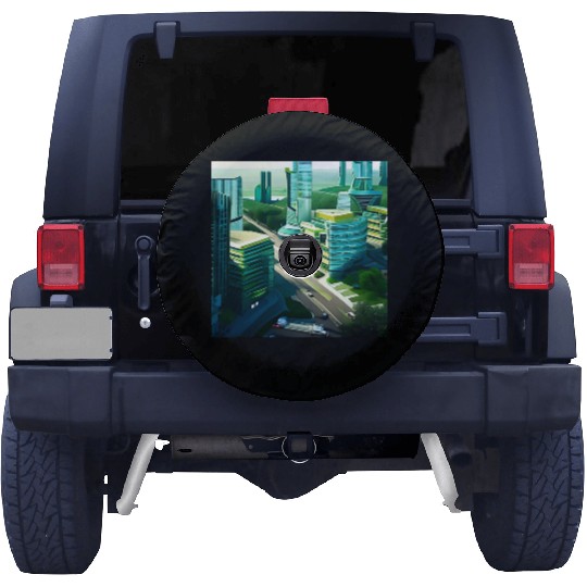 Green Horizon: A Vision of Sustainable Cityscape Spare Tire Covers