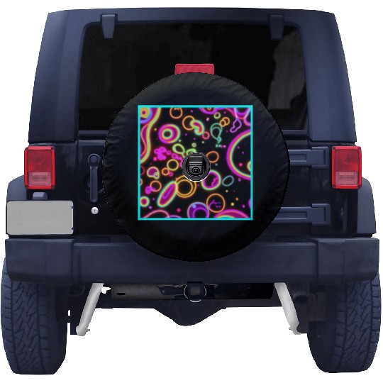 Colorful Circle Neon Patterns Art Design Spare Tire Covers