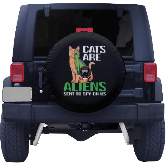 Cats Are Aliens Funny Cat Owner Astronomy Lover Spare Tire Covers