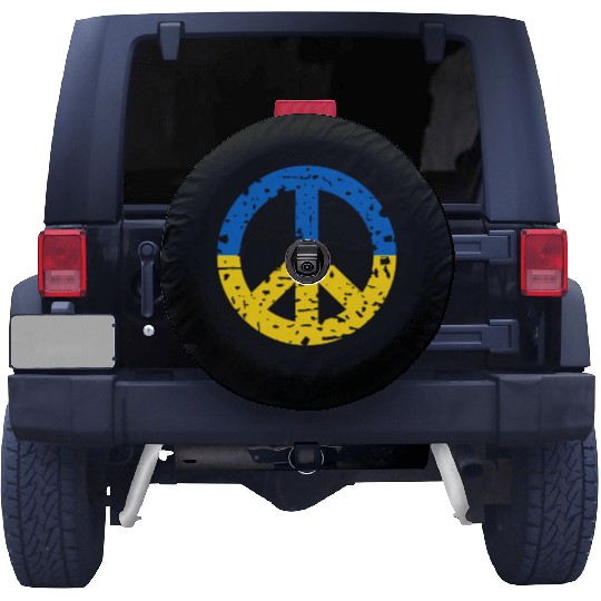 Ukraine Peace Sign Ukrainian Flag Colors Spare Tire Covers