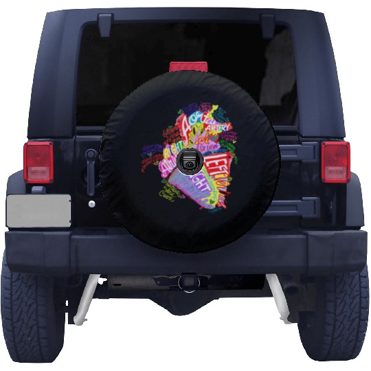 Anatomical Heart Word Graffiti Spare Tire Covers