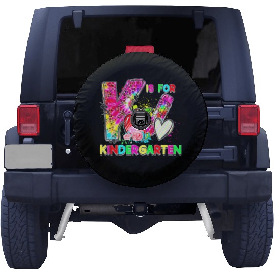 Tie Dye Leopard K Is For Kindergarten Teacher Back Spare Tire Covers