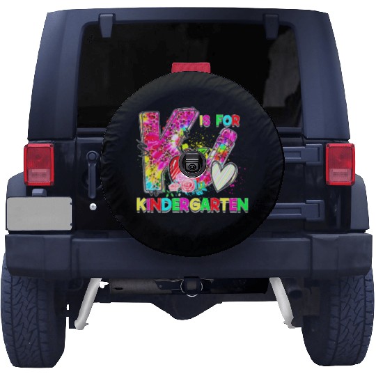 Tie Dye Leopard K Is For Kindergarten Teacher Back Spare Tire Covers