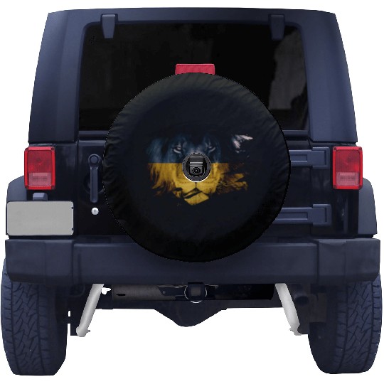 Ukraine Flag And African Lion Ukrainian Pride Spare Tire Covers
