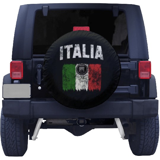 Italia - Distressed Italian Flag Spare Tire Covers