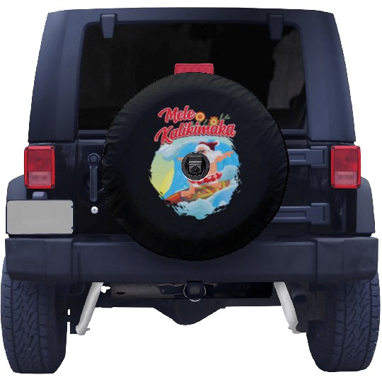 In July Santa Surfing Mele Kalikimaka Spare Tire Covers