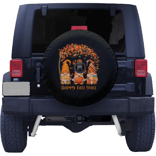 Happy Fall Y'all Gnome Pumpkin Autumn Leaves Spare Tire Covers