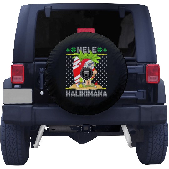 Mele Kalikimaka Santa Claus Surfer Guitar Spare Tire Covers