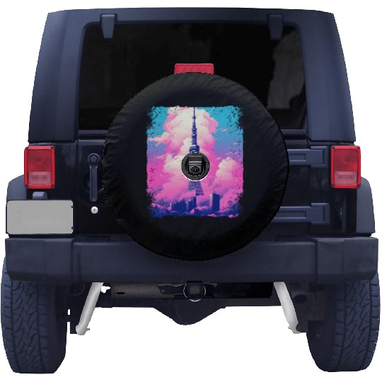 Aesthetic Tokyo Skytree Vaporwave Japanese Sight Spare Tire Covers