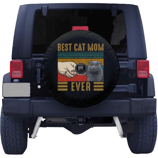 Vintage Best Cat Mom Ever Mothers Day Scottish Fol Spare Tire Covers